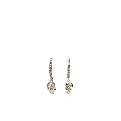 Alexander McQueen , Gold Skull Hoop Earrings ,Gray female, Sizes: ONE SIZE