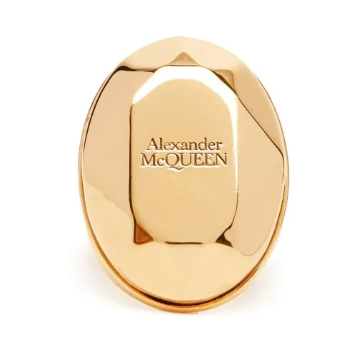 Alexander McQueen , Golden Faceted Stone Ring ,Beige female, Sizes: 54 MM, 50 MM, 52 MM