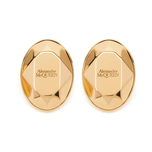 Alexander McQueen , Golden Faceted Stone Stud Earrings ,Beige female, Sizes: ONE SIZE