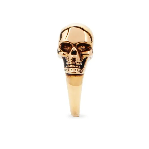 Alexander McQueen , Golden Side Skull Ring ,Beige female, Sizes: 52 MM
