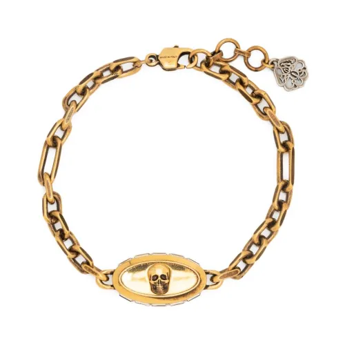 Alexander McQueen , Golden Skull Chain-Link Bracelet ,Yellow female, Sizes: ONE SIZE