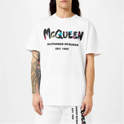 Alexander Mcqueen Graffiti Logo T-Shirt - White