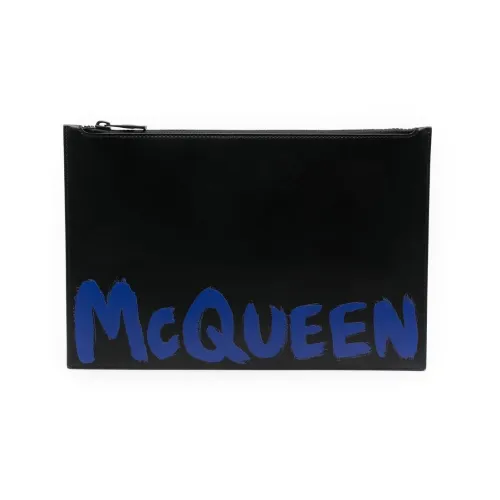Alexander McQueen , Graffiti-Print Leather Clutch Bag ,Black male, Sizes: ONE SIZE