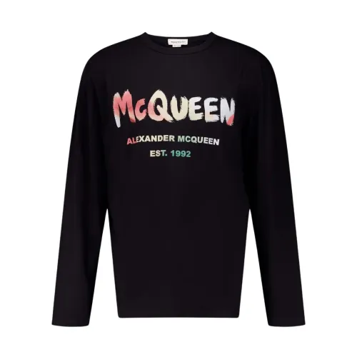 Alexander McQueen , Grafitti L/S T-Shirt ,Black male, Sizes: