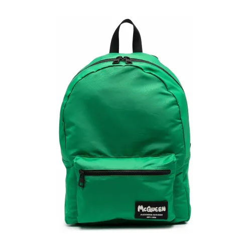 Alexander McQueen , Green Backpack with Logo Patch and Front Zipper Pocket ,Green male, Sizes: ONE SIZE