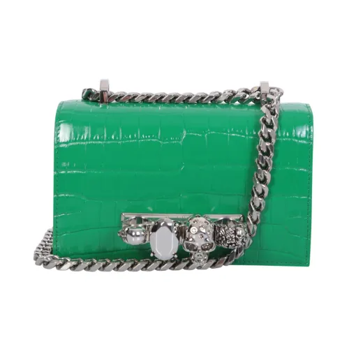 Alexander McQueen , Green Crocodile Embellished Foldover Top Bag ,Green female, Sizes: ONE SIZE