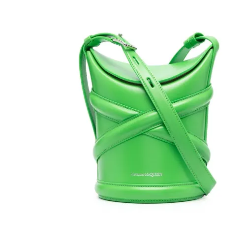 Alexander McQueen , Green Curve Bucket Bag with Crossover Strap ,Green female, Sizes: ONE SIZE