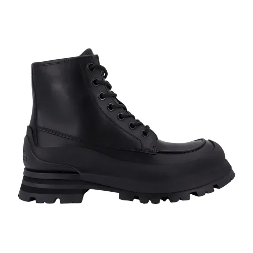 Alexander McQueen , Italian Leather Lace-up Boots ,Black male, Sizes: