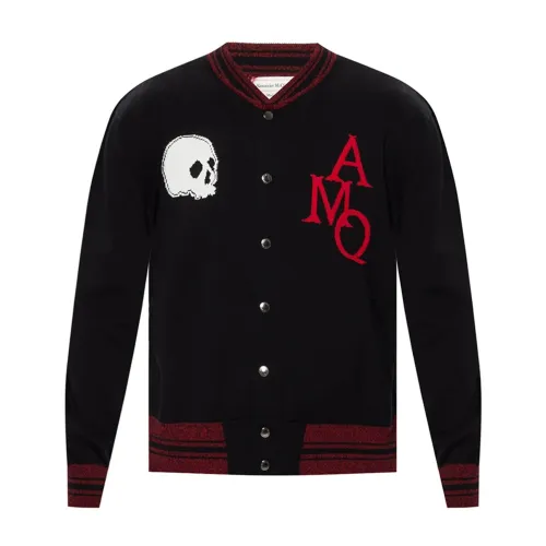 Alexander McQueen , Knitted Cardigan with Press Button Closure ,Black male, Sizes: