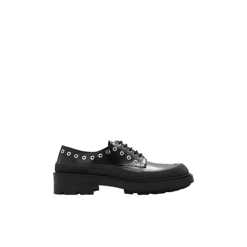 Alexander McQueen , Lace-up Shoes with Chain Detail ,Black male, Sizes: