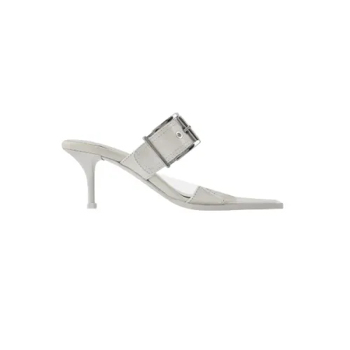 Alexander McQueen , Lambskin Leather Sandals, Blanc - 9359 New Ivory/Silver ,White female, Sizes: