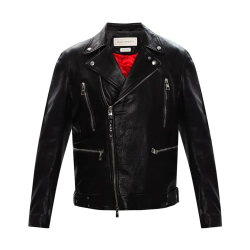 Alexander McQueen , Leather biker jacket ,Black male, Sizes: