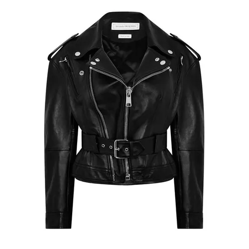 Alexander Mcqueen Leather Biker Jacket - Black