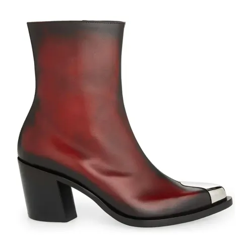 Alexander McQueen , Leather Cowboy Punk Boots ,Red female, Sizes: