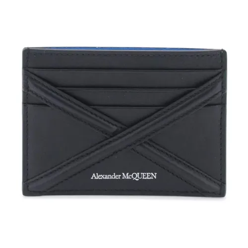 Alexander McQueen , Leather Harness Cardholder with Logo Print ,Black male, Sizes: ONE SIZE