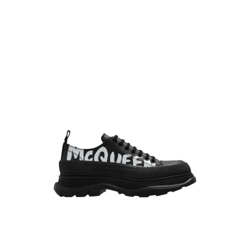 Alexander McQueen , Leather platform sneakers ,Black male, Sizes: