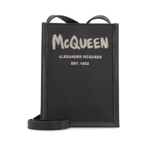 Alexander McQueen , Logo Messenger Bag with Leather Details ,Black female, Sizes: ONE SIZE