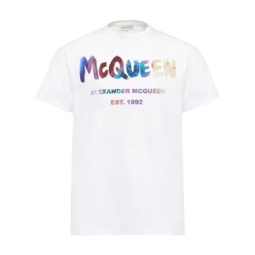 Alexander McQueen , Logo Print Cotton T-shirt by Alexander McQueen ,White male, Sizes: