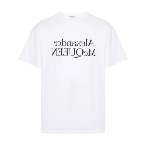 Alexander McQueen , Logo T-shirts and Polos in White ,White male, Sizes:
