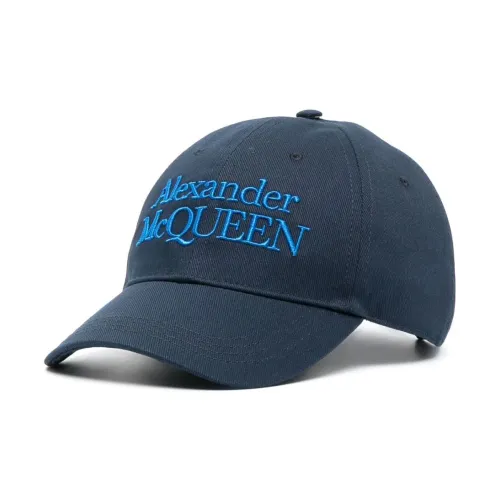Alexander McQueen , Luxury Blue Embroidered Cap ,Blue male, Sizes: