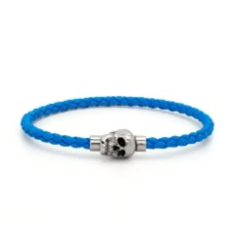 Alexander McQueen , Luxury Leather Bracelet for Men ,Blue male, Sizes: M