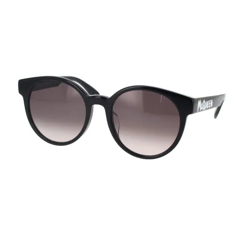 Alexander McQueen , McQueen Graffiti Round Sunglasses ,Black unisex, Sizes: