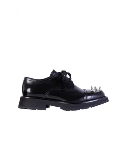 Alexander Mcqueen Mens Studded Black Leather Derby Shoes