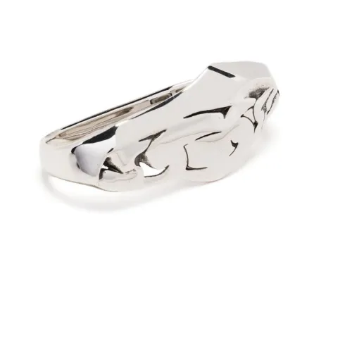 Alexander McQueen , Molten Chain Double Ring ,Gray male, Sizes: S