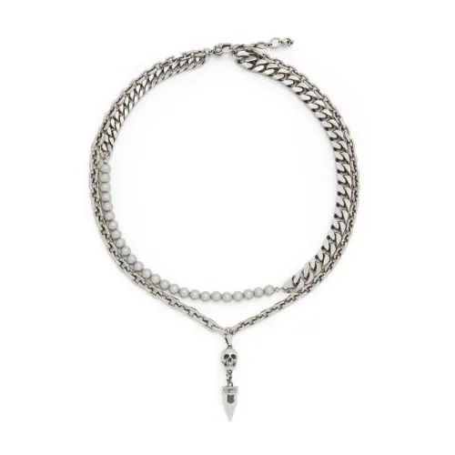 Alexander McQueen , Necklaces ,Gray male, Sizes: ONE SIZE