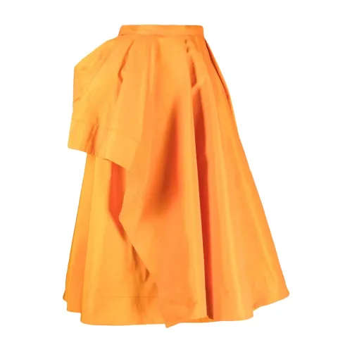 Alexander McQueen , Orange A-Line Midi Skirt ,Orange female, Sizes:
