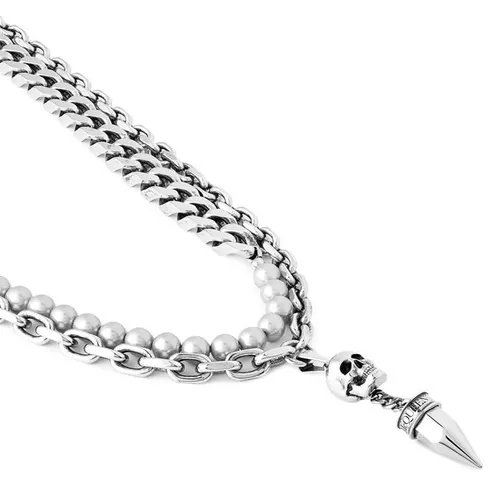 ALEXANDER MCQUEEN Pearl And Skull Stud Necklace - Silver