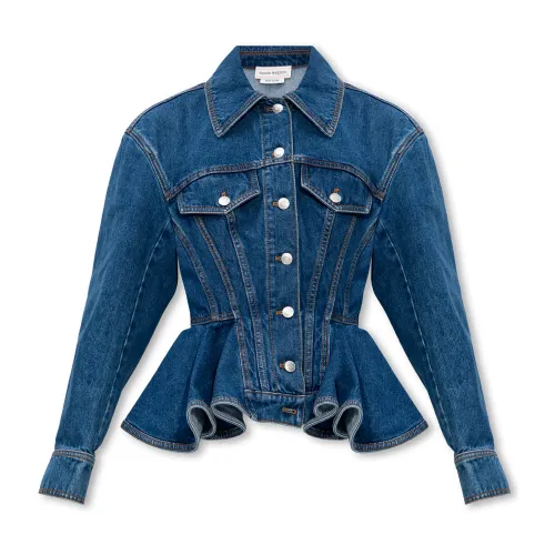 Alexander McQueen , Peplum denim jacket ,Blue female, Sizes: