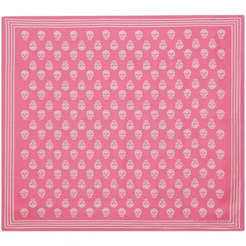 Alexander McQueen , Pink Biker Silk Scarf with Skull Pattern and Logo ,Pink female, Sizes: ONE