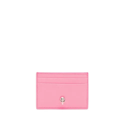 Alexander McQueen , Pink Leather Card Holder with Skull Charm ,Pink female, Sizes: ONE SIZE