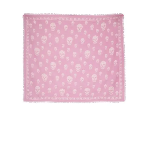 Alexander McQueen , Pink Skull Fringed Scarf ,Pink female, Sizes: ONE