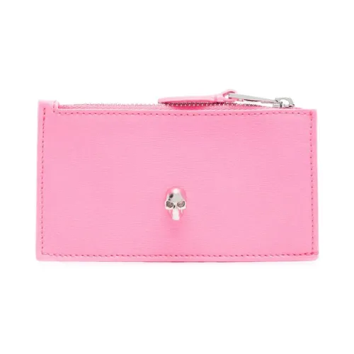 Alexander McQueen , Pink Skull Leather Cardholder ,Pink female, Sizes: ONE SIZE