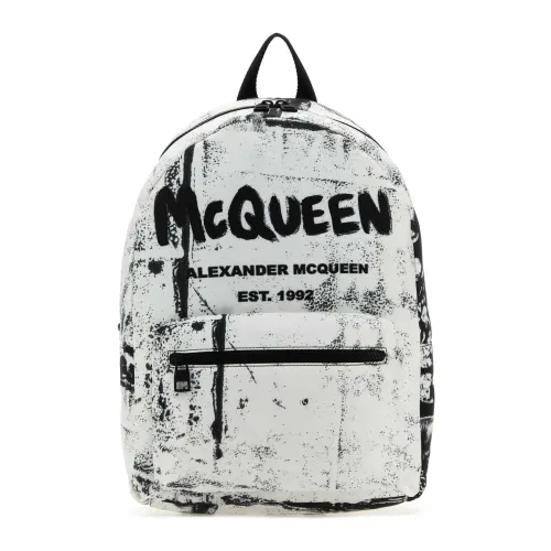 Alexander McQueen , Printed Nylon Backpack ,White male, Sizes: ONE SIZE