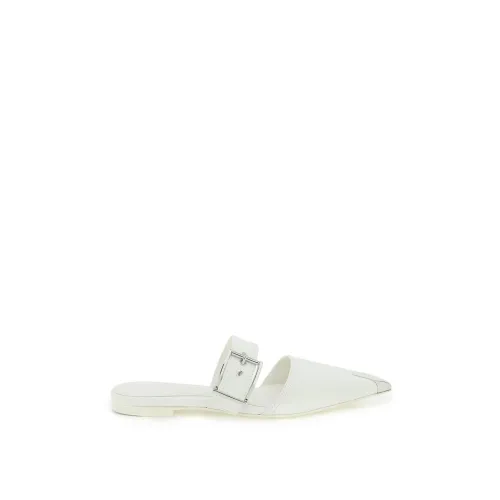 Alexander McQueen , Punk Flat Mules with Adjustable Strap ,White female, Sizes: