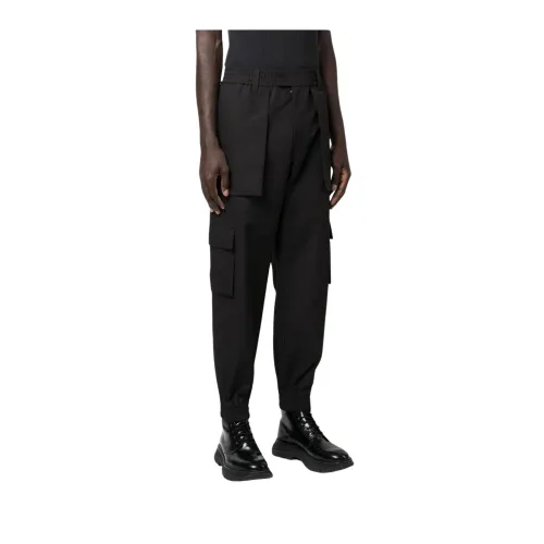 Alexander McQueen , Relaxed Style Cotton Cargo Trousers ,Black male, Sizes: