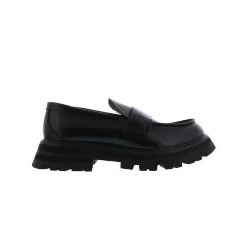 Alexander McQueen , Shiny Leather Rubber Sole Women's Shoe ,Black female, Sizes: