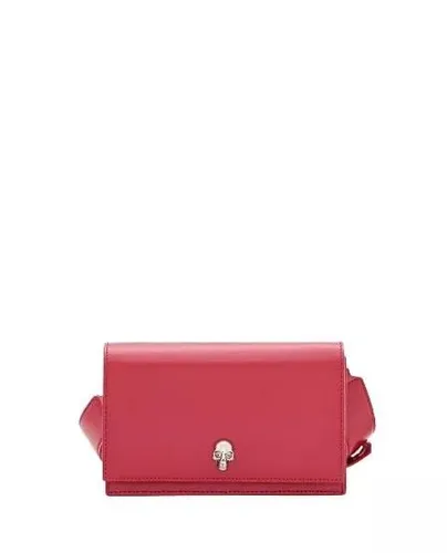 Alexander McQueen Shopping Bags - Small Skull Leather Shoulder Bag - red - Shopping Bags for ladies