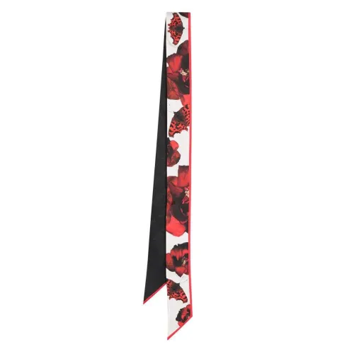 Alexander McQueen , Silk Rose Print Fringed Scarf ,Multicolor female, Sizes: ONE