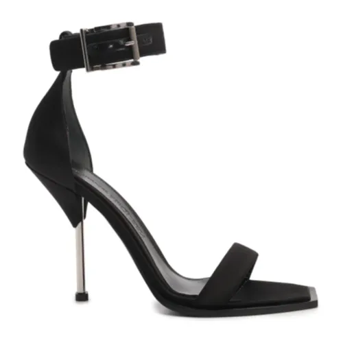 Alexander McQueen , Silk Satin Heel Sandals ,Black female, Sizes: