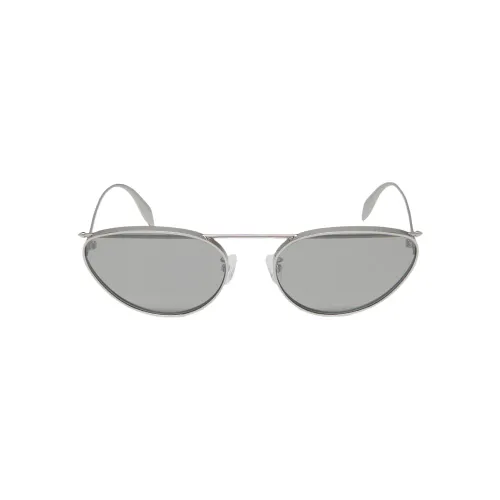 Alexander McQueen , Silver Cat-Eye Sunglasses with Flash Lenses ,Gray female, Sizes: ONE