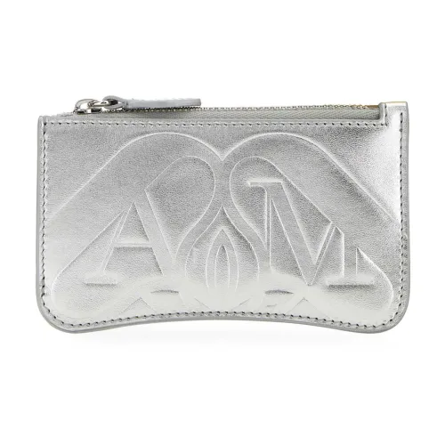 Alexander McQueen , Silver Leather Card Holder ,Gray female, Sizes: ONE SIZE