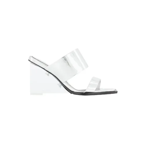 Alexander McQueen , Silver-tone Platform Sandals ,Gray female, Sizes: