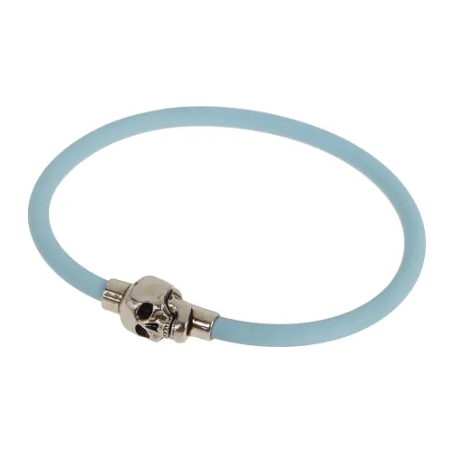 Alexander McQueen , Skull Detail Rubber Cord Bracelet ,Blue male, Sizes: M