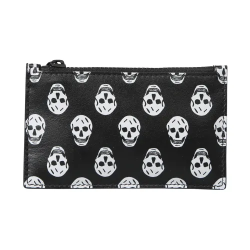 Alexander McQueen , Skull Print Leather Card Holder ,Black male, Sizes: ONE SIZE