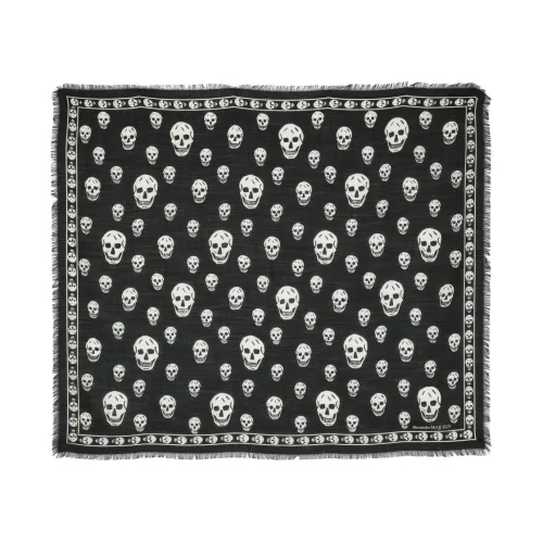 Alexander McQueen , Skull Print Wool Scarf Black ,Black female, Sizes: ONE