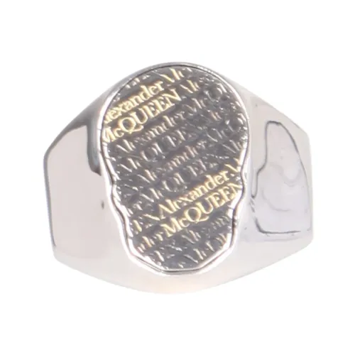 Alexander McQueen , Skull TAG Ring ,Gray male, Sizes: 60 MM